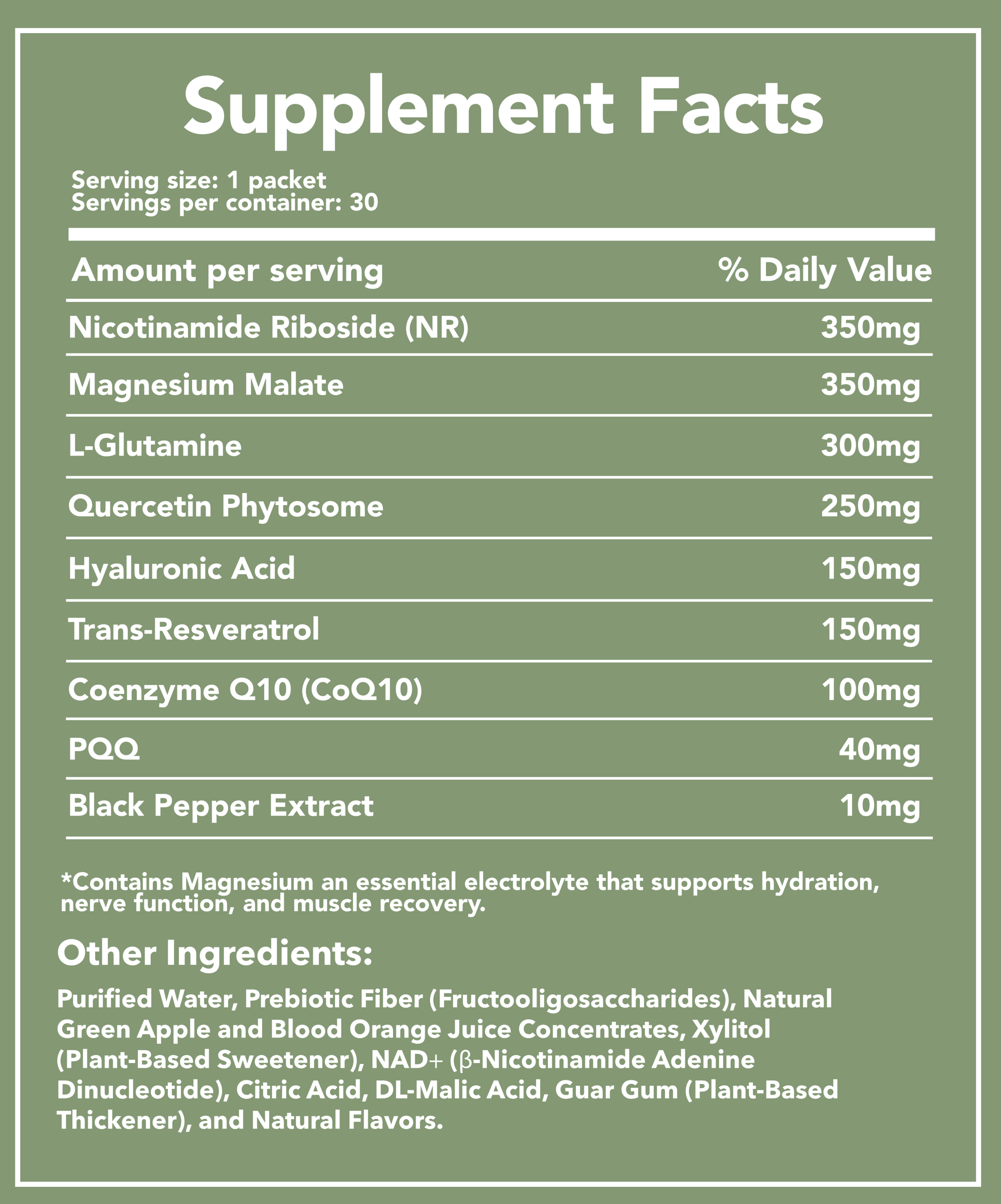 NAD⁺ Gold Rush Daily Liquid NAD⁺ Hydration Shot | 30 sachets | Crisp Green Apple