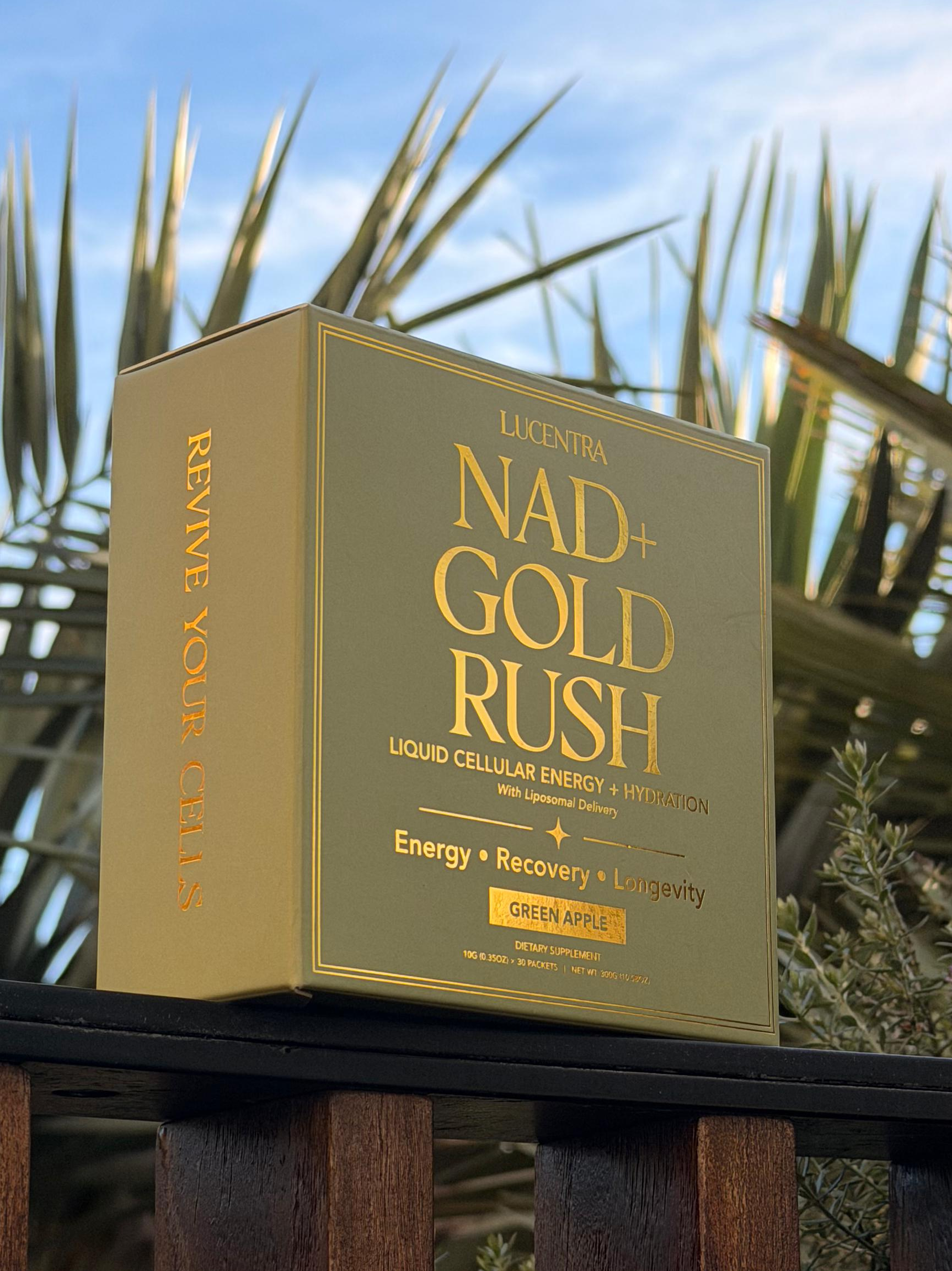 NAD⁺ Gold Rush Daily Liquid NAD⁺ Hydration Shot | 30 sachets | Crisp Green Apple